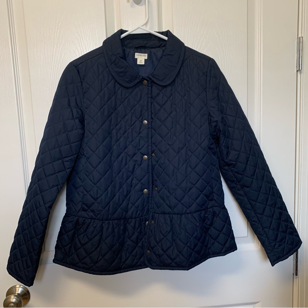 Girls size 14 JCREW peplum barn jacket. Navy